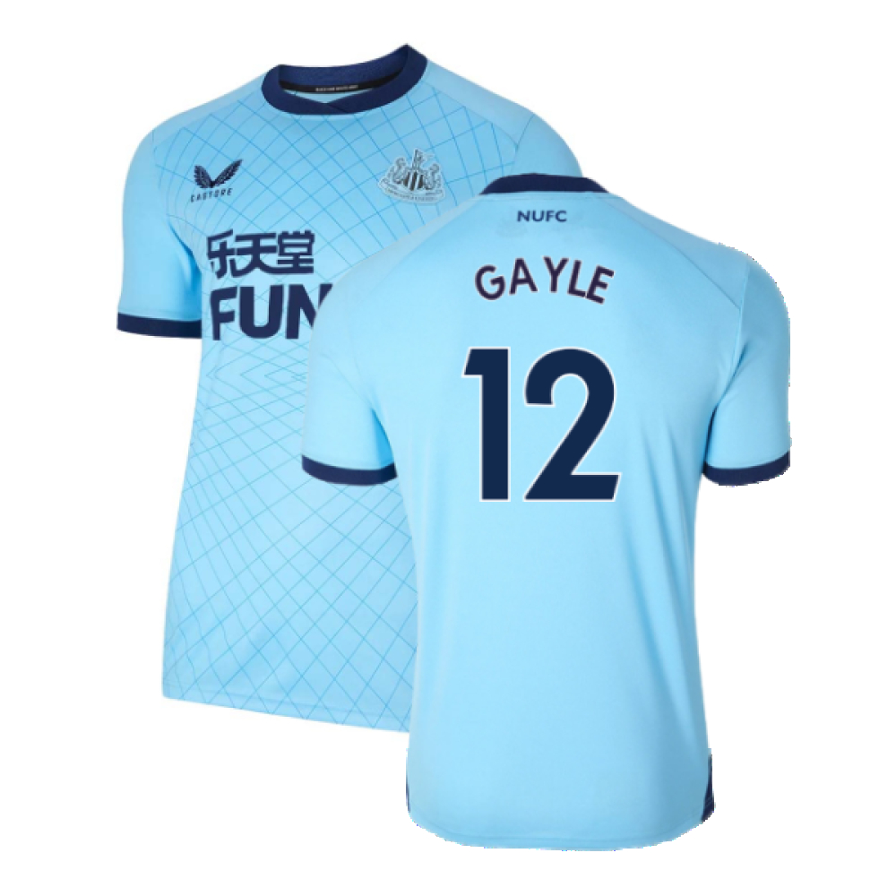 '21-'22 Newcastle United Third Shirt ) (Excellent) (Gayle 12) Polyester Made By: Castore Men's Blue Xxl