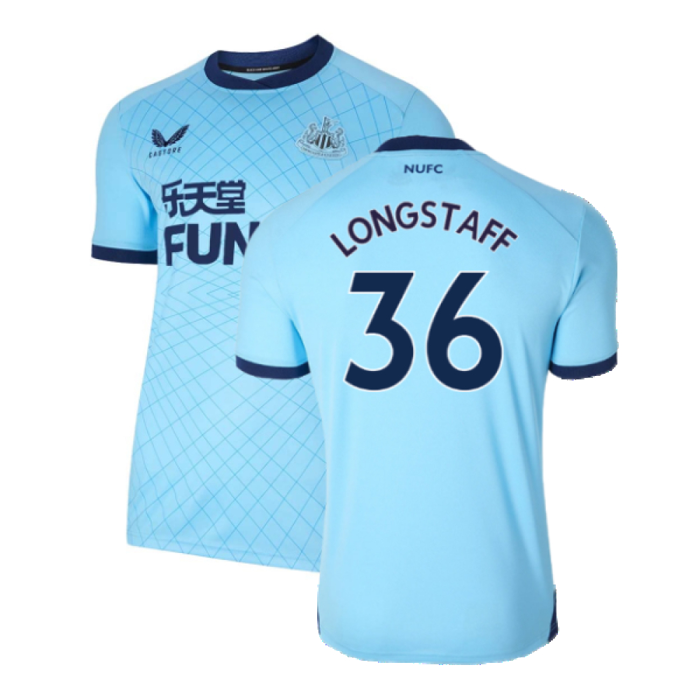 '21-'22 Newcastle United Third Shirt ) (Excellent) (Longstaff 36) Polyester Made By: Castore Men's Blue Xxl