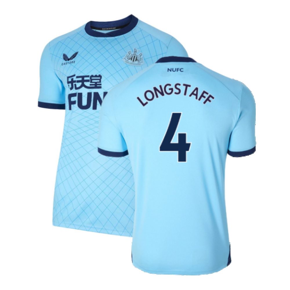 '21-'22 Newcastle United Third Shirt ) (Excellent) (Longstaff 4) Polyester Made By: Castore Men's Blue Xxl