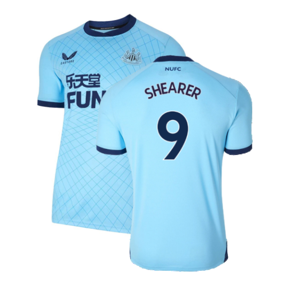 '21-'22 Newcastle United Third Shirt ) (Excellent) (Shearer 9) Polyester Made By: Castore Men's Blue Xxl