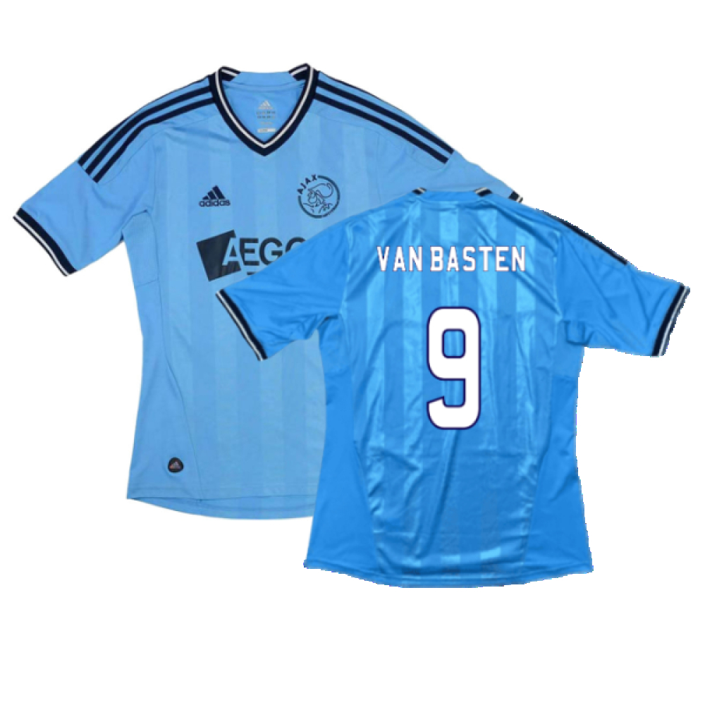 '11-'12 Ajax Away Shirt (Good) (Van Basten 9) Polyester Made By: Adidas Men's Blue Small
