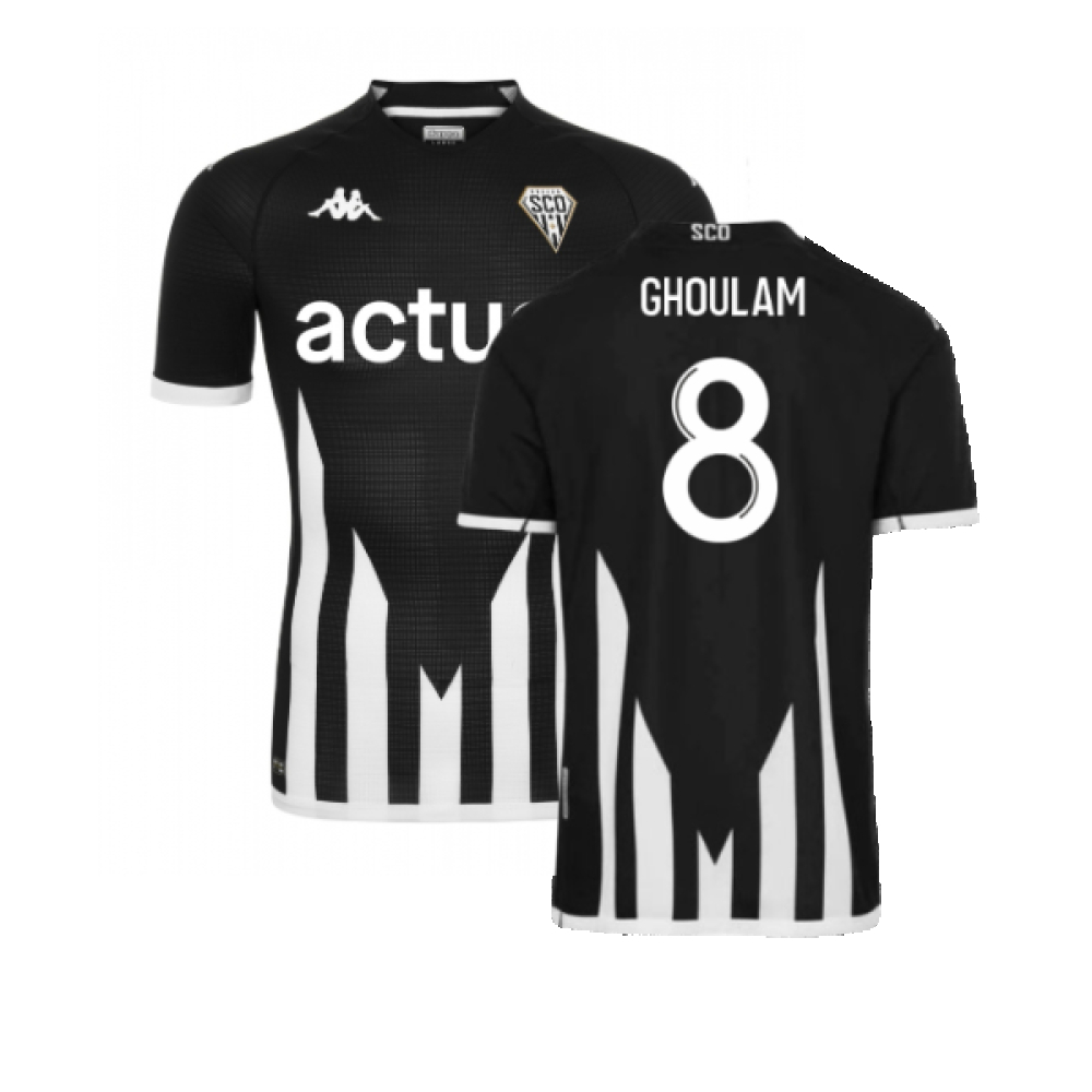'22-'23 Angers Home Shirt (S) (Mint) (Ghoulam 8) Polyester Made By: Kappa Men's Black Small