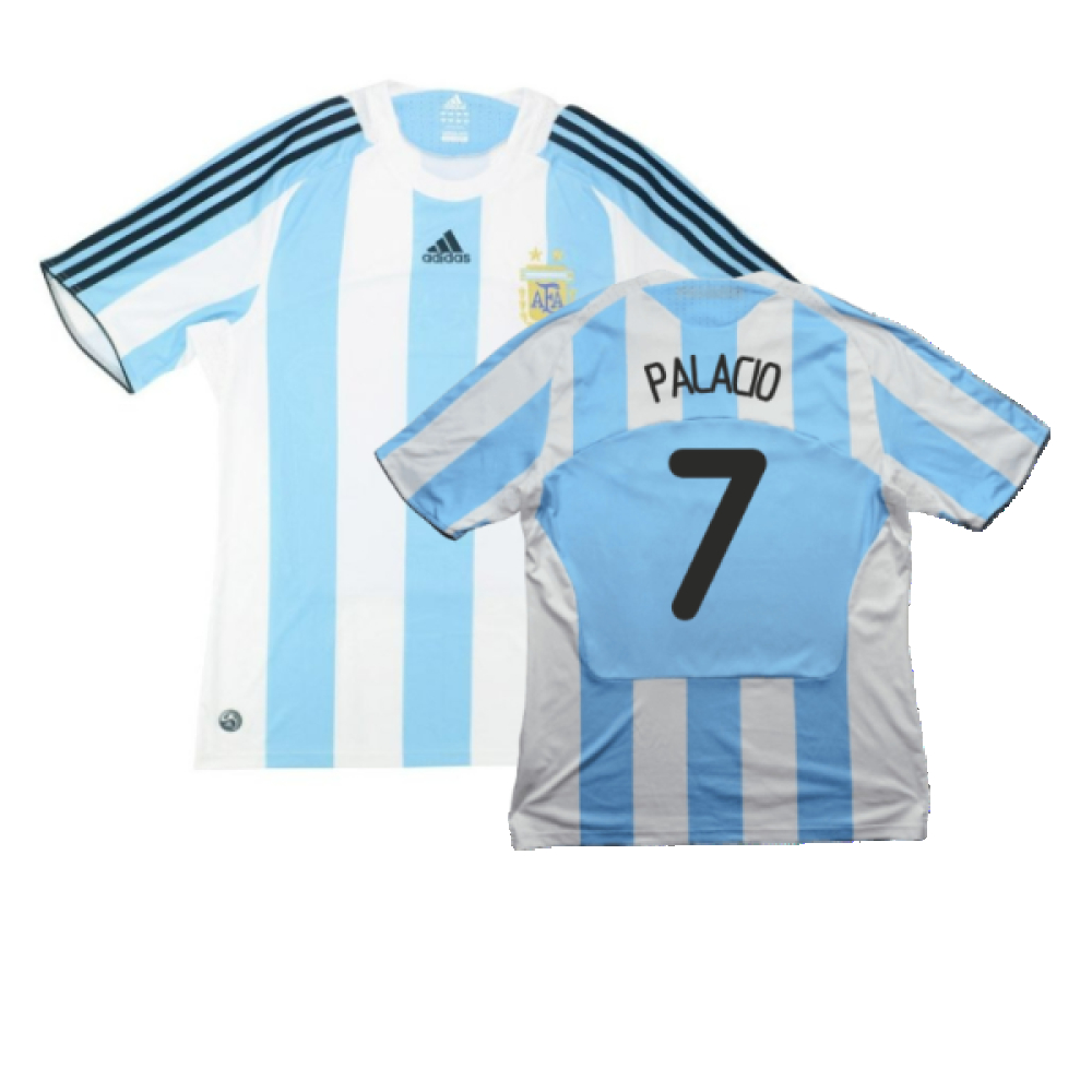 '08-'09 Argentina Home Shirt (S) (Very Good) (Palacio 7) Polyester Made By: Adidas Men's Blue Small