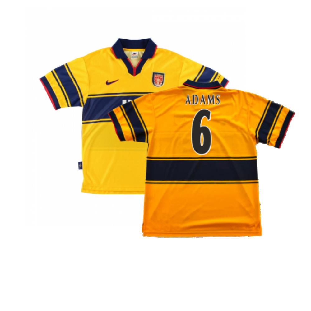 '97-'99 Arsenal Away Shirt (Excellent) (Adams 6) Polyester Made By: Nike Men's Yellow Small
