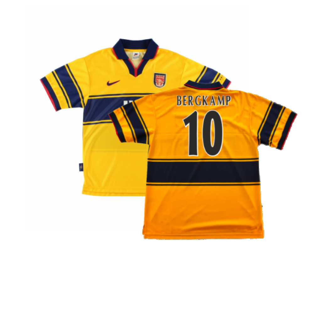 '97-'99 Arsenal Away Shirt (Excellent) (Bergkamp 10) Polyester Made By: Nike Men's Yellow Small