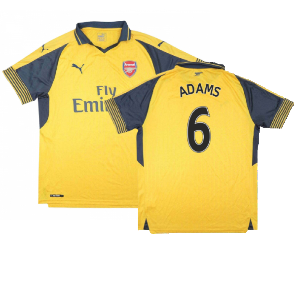 '16-'17 Arsenal Away Shirt ) (Mint) (Adams 6) Polyester Made By: Puma Men's Yellow Extra Small