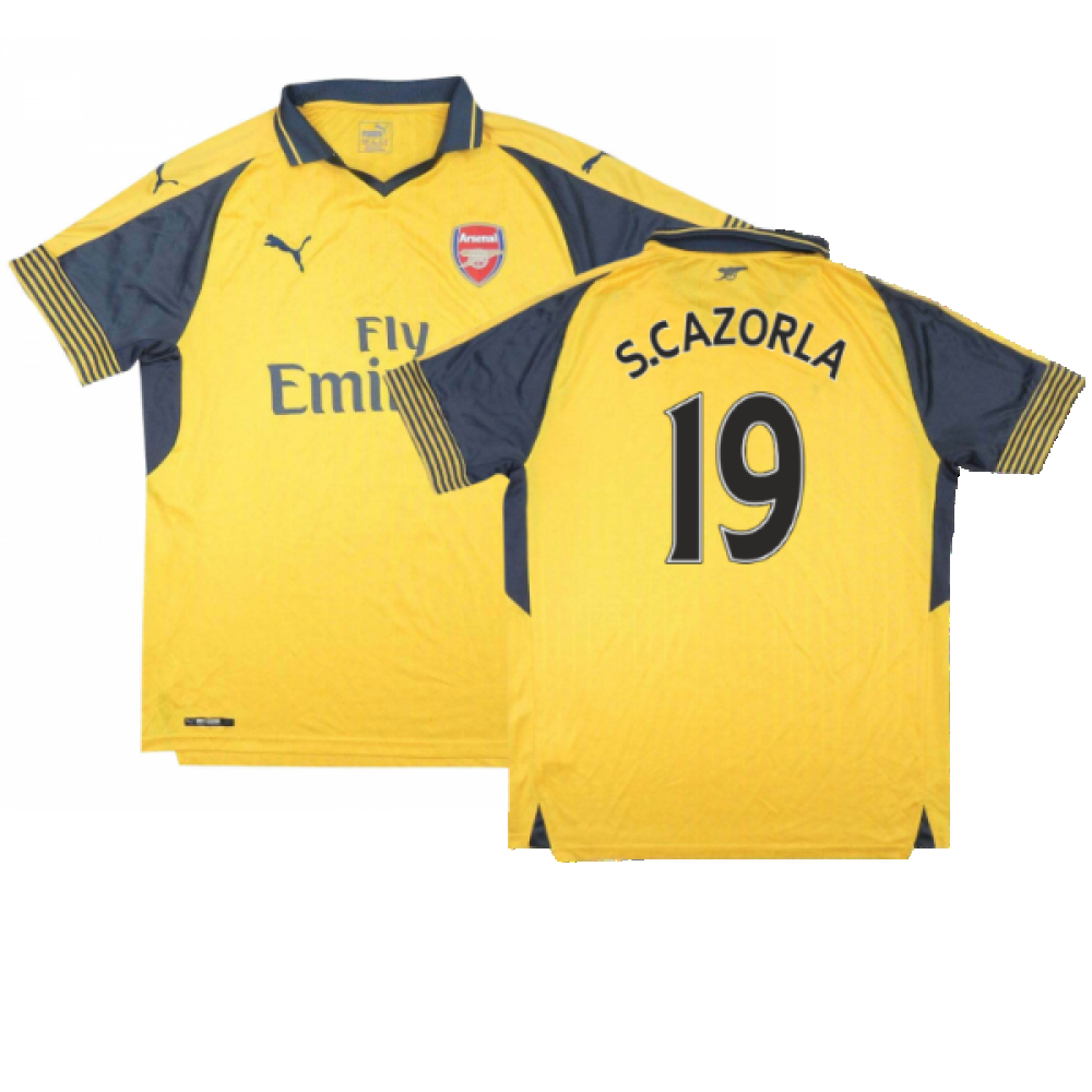 '16-'17 Arsenal Away Shirt ) (Mint) (S.cazorla 19) Polyester Made By: Puma Men's Yellow Extra Small