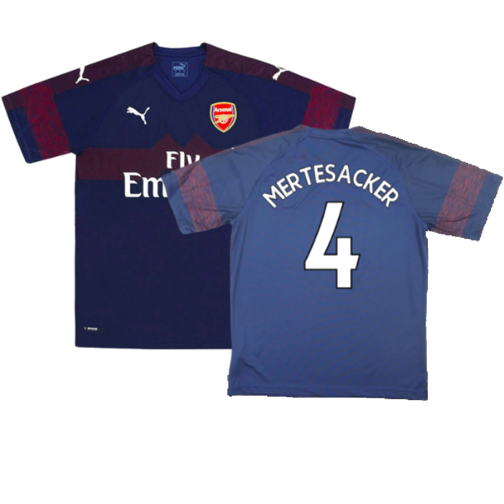 '18-'19 Arsenal Away Shirt (S) (Excellent) (Mertesacker 4) Polyester Made By: Puma Men's Navy Small