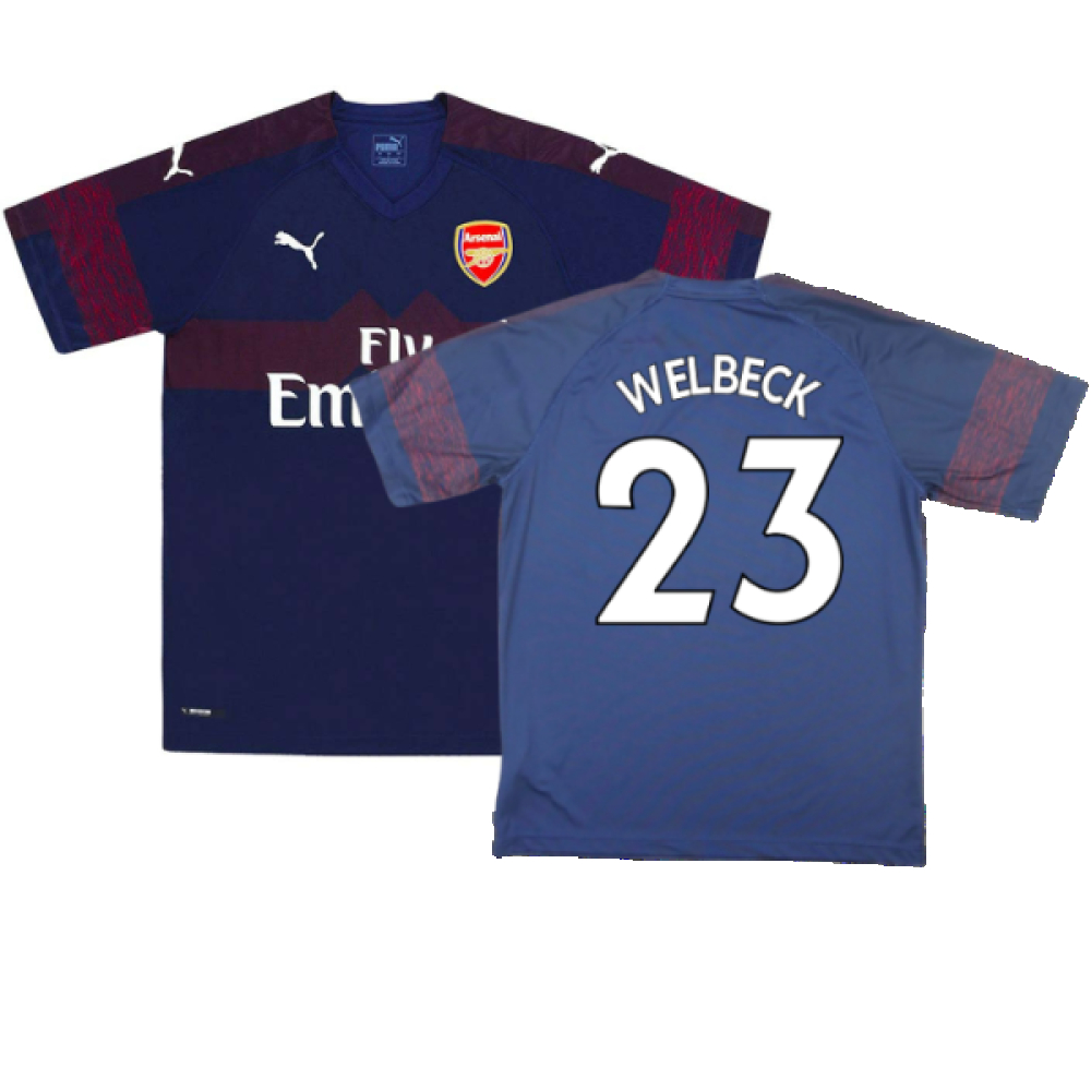 '18-'19 Arsenal Away Shirt (S) (Excellent) (Welbeck 23) Polyester Made By: Puma Men's Navy Small