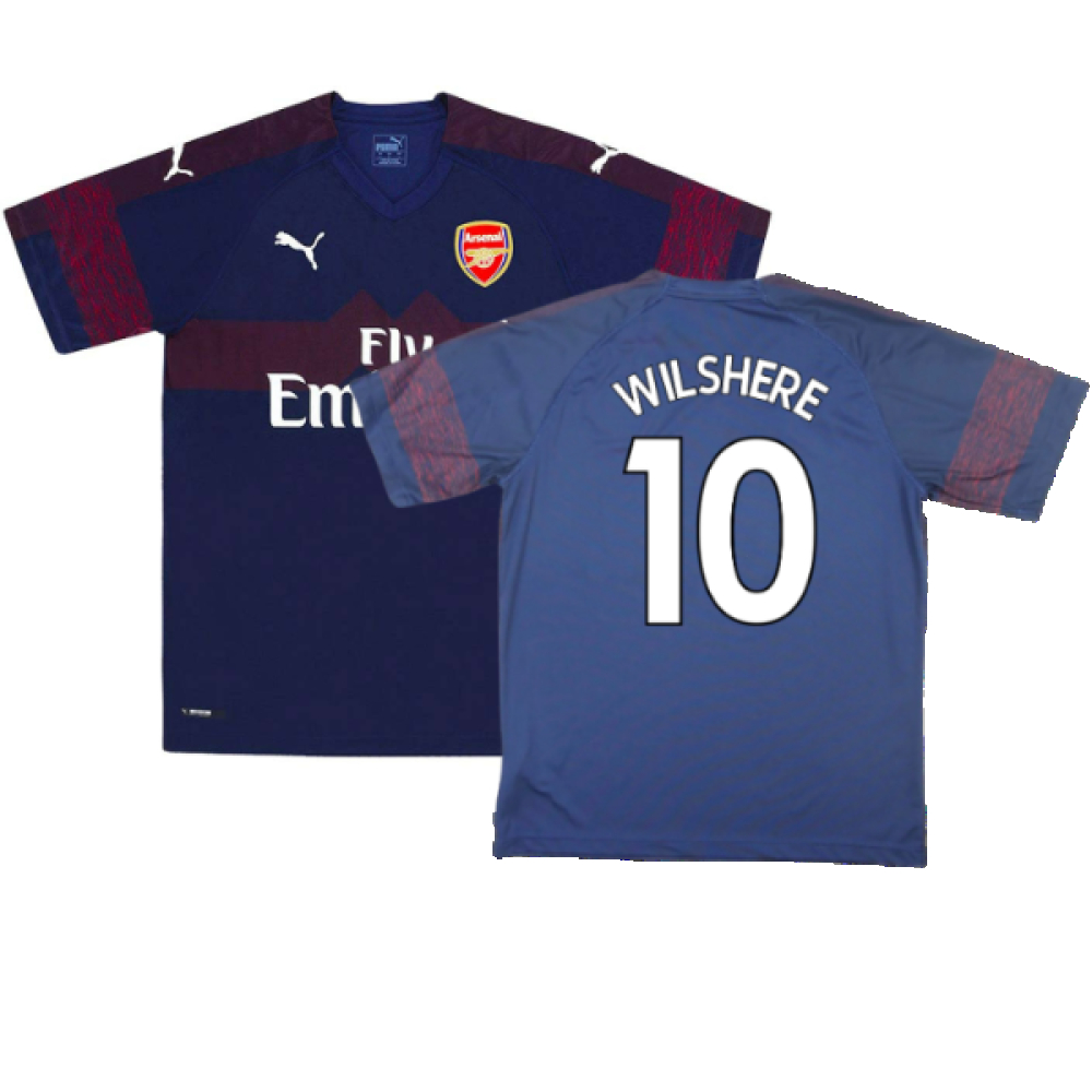 '18-'19 Arsenal Away Shirt (S) (Excellent) (Wilshere 10) Polyester Made By: Puma Men's Navy Small