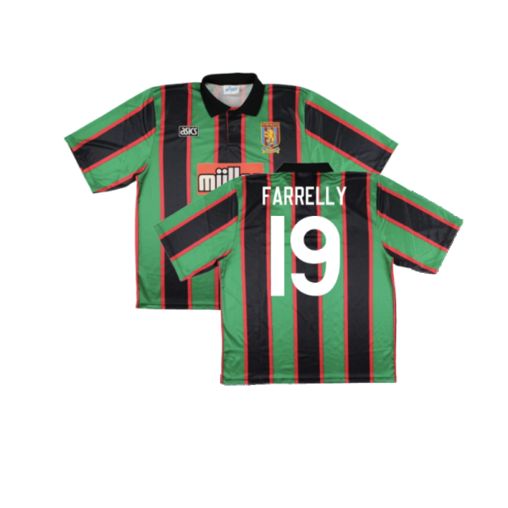 '93-'95 Aston Villa Away Shirt ) (Excellent) (Farrelly 19) Polyester Made By: Asics Men's Green Extra Large