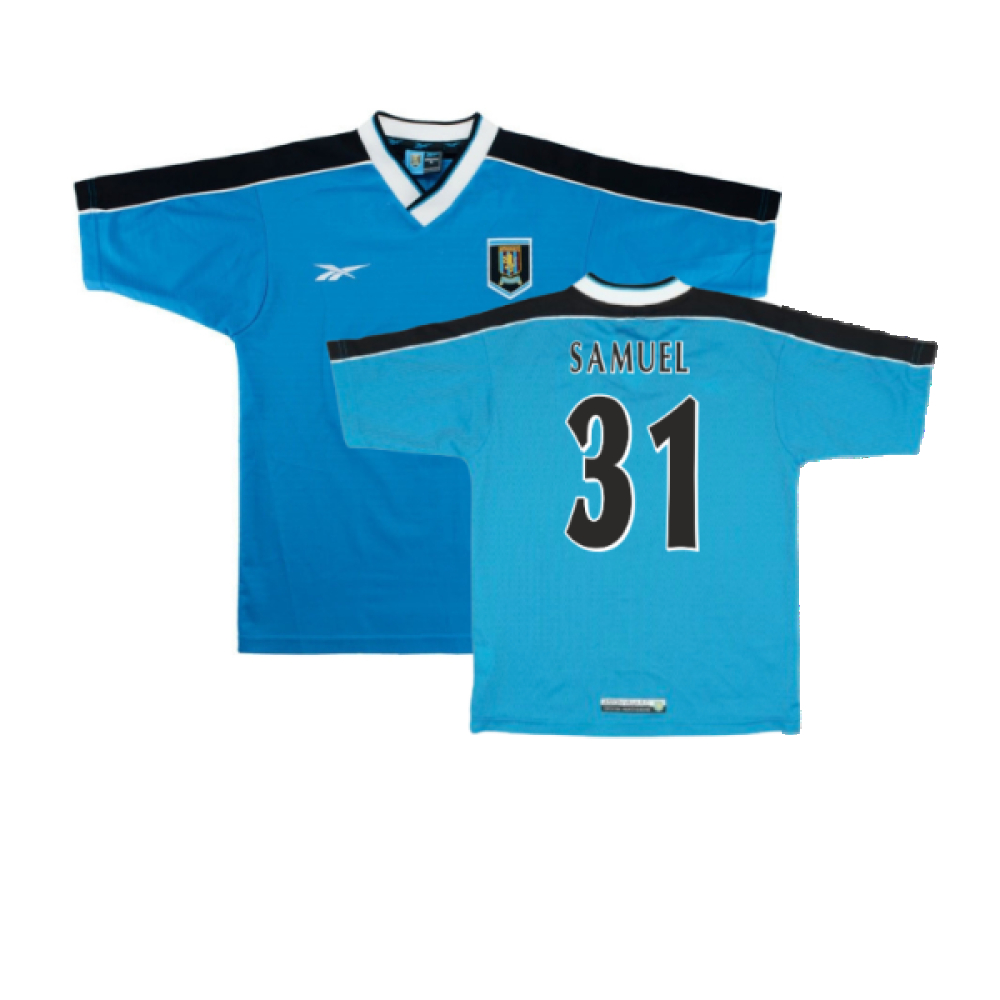 '98-'99 Aston Villa Away Shirt (Xlb) (Excellent) (Samuel 31) Kids Polyester Made By: Reebok Unisex Kids Blue Extra Large