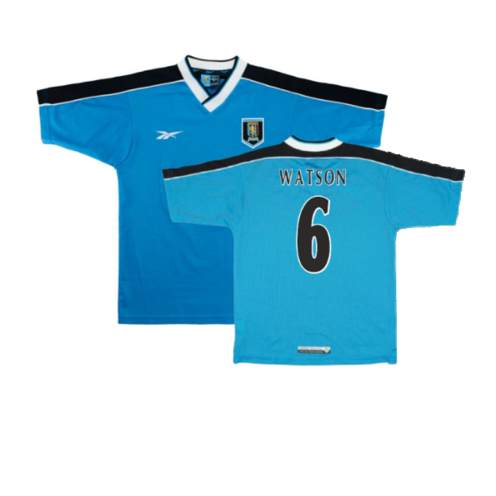 '98-'99 Aston Villa Away Shirt (Xlb) (Excellent) (Watson 6) Kids Polyester Made By: Reebok Unisex Kids Blue Extra Large