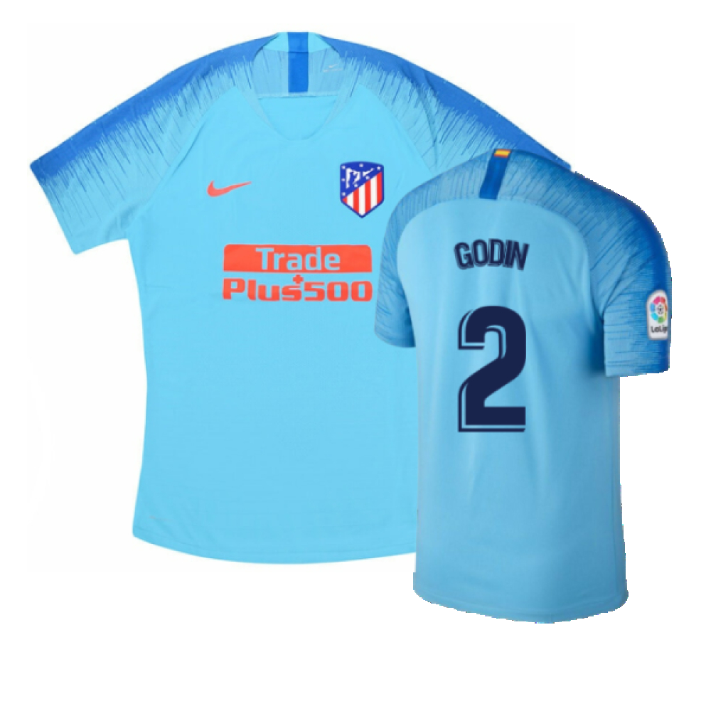 '18-'19 Atletico Madrid Away Shirt (S) (Mint) (Godin 2) Polyester Athletico Madrid Made By: Nike Men's Aqua Small