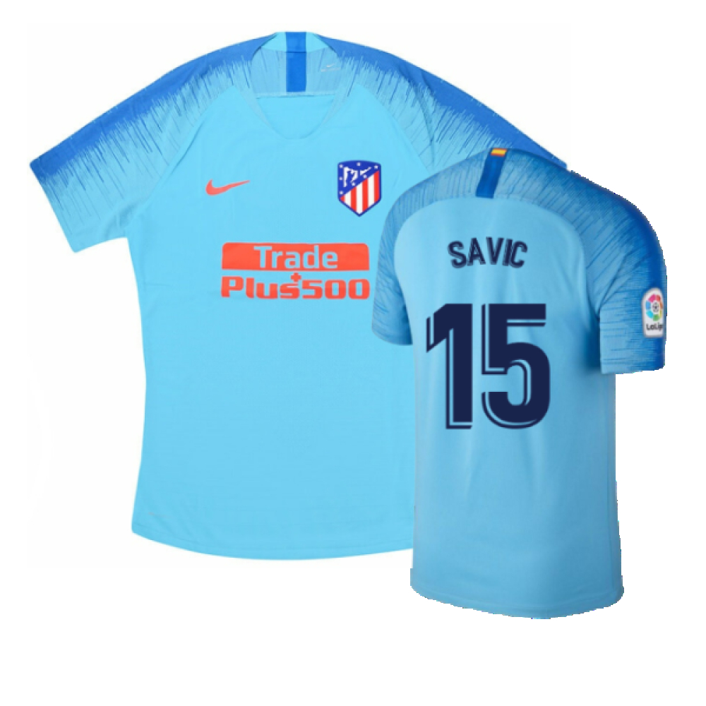 '18-'19 Atletico Madrid Away Shirt (S) (Mint) (Savic 15) Polyester Athletico Madrid Made By: Nike Men's Aqua Small