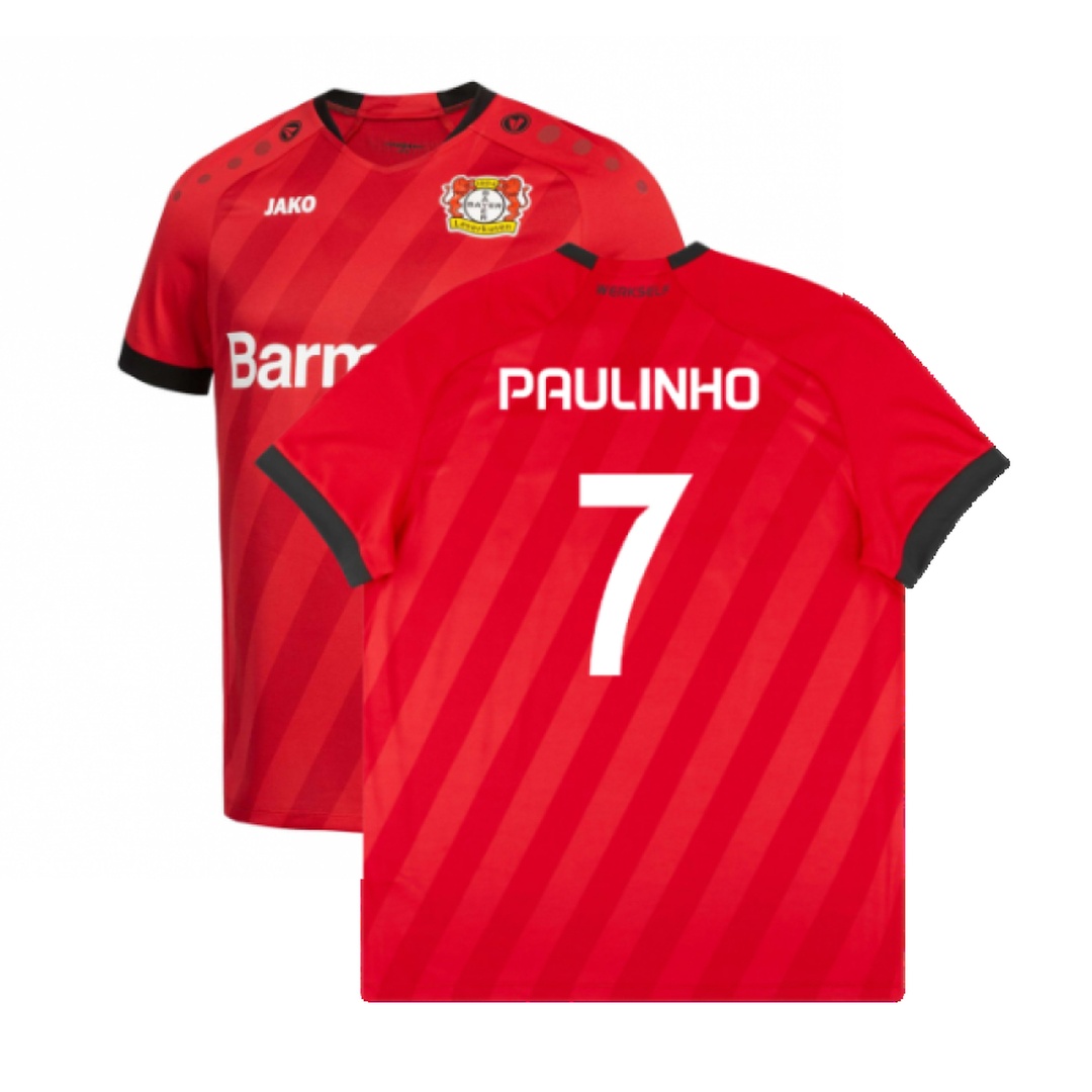 '19-'20 Bayer Leverkusen Home Shirt (Excellent) (Paulinho 7) Polyester Made By: Jako Men's Red Xxl