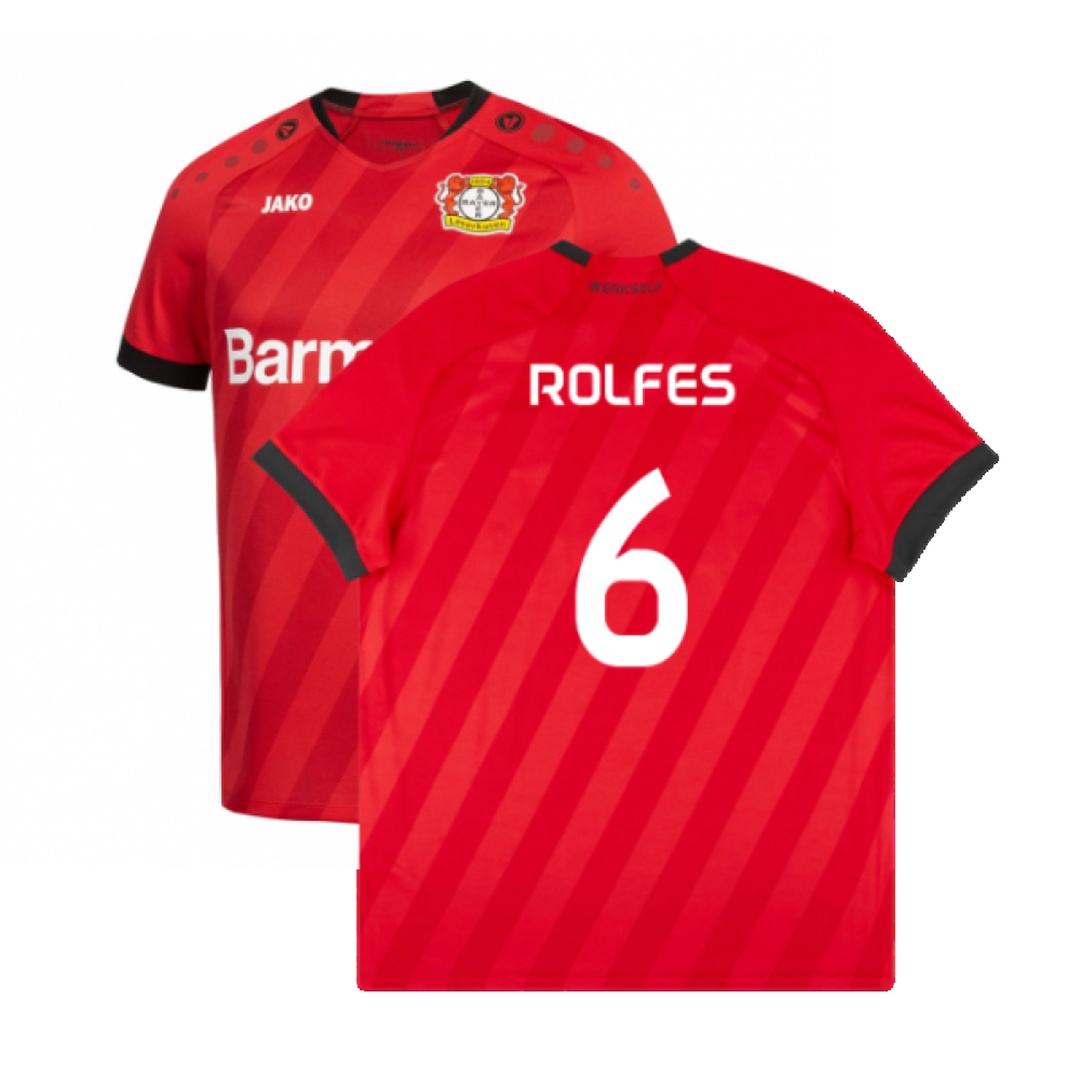'19-'20 Bayer Leverkusen Home Shirt (Excellent) (Rolfes 6) Polyester Made By: Jako Men's Red Extra Large