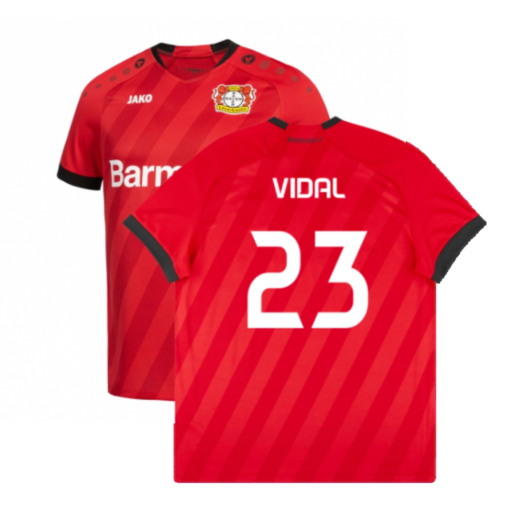'19-'20 Bayer Leverkusen Home Shirt (Excellent) (Vidal 23) Polyester Made By: Jako Men's Red Xxl