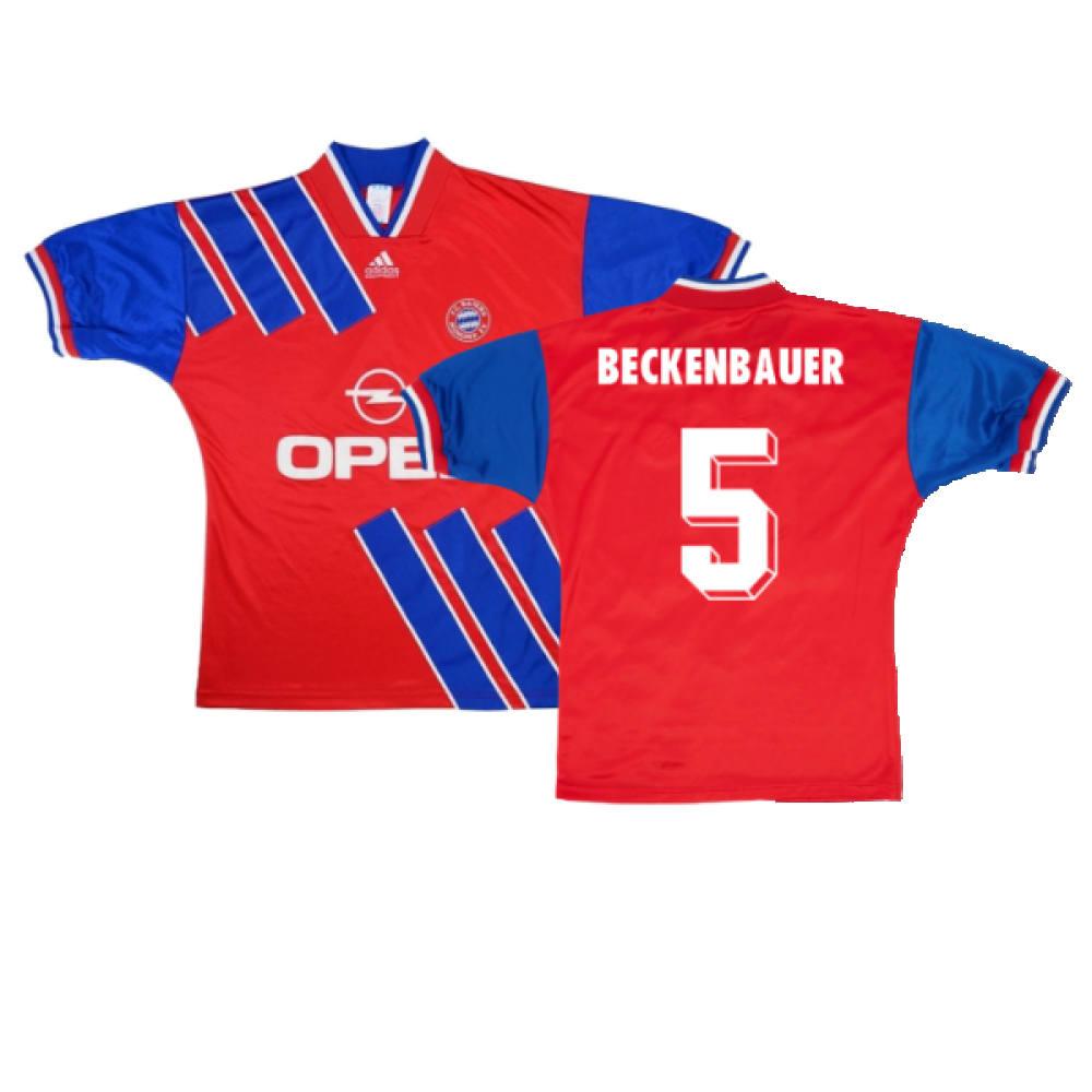 '93-'95 Bayern Munich Home Shirt (Very Good) (Beckenbauer 5) Polyester Made By: Adidas Men's Red Small