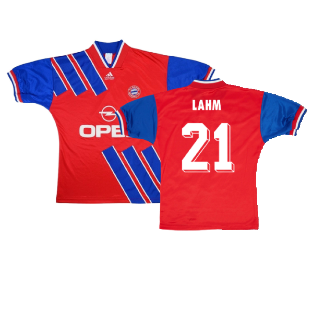'93-'95 Bayern Munich Home Shirt (Very Good) (Lahm 21) Polyester Made By: Adidas Men's Red Small