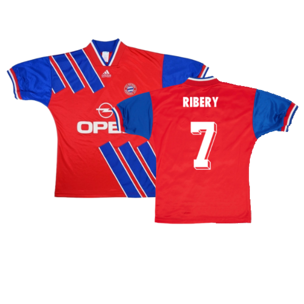 '93-'95 Bayern Munich Home Shirt (Very Good) (Ribery 7) Polyester Made By: Adidas Men's Red Small