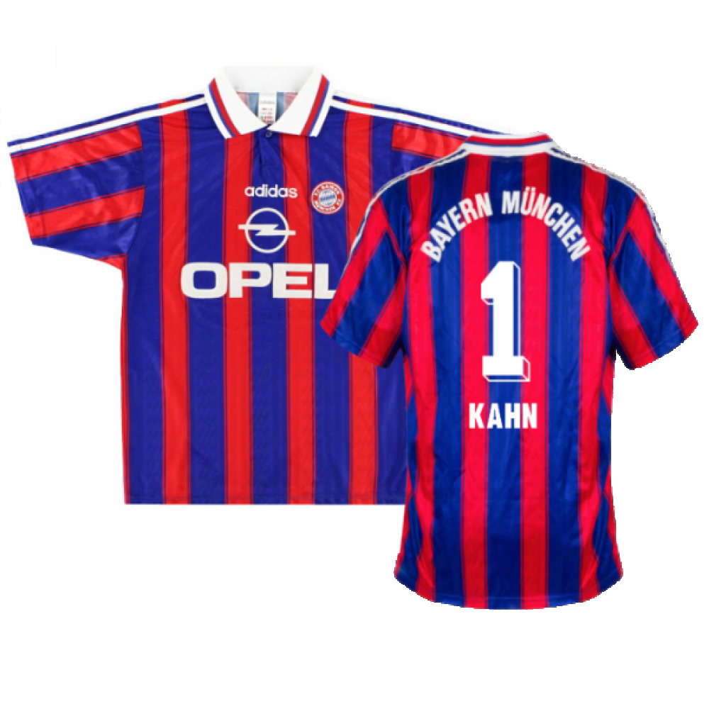 '95-'97 Bayern Munich Home Shirt (Boys 26/28 7-8Y) (Excellent) (Kahn 1) Kids Polyester Made By: Adidas Unisex Kids Red Size 7-8