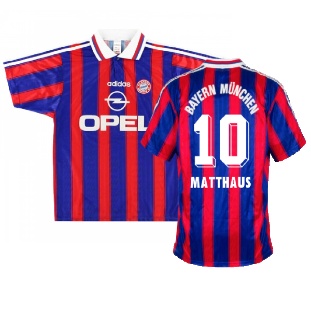 '95-'97 Bayern Munich Home Shirt (Boys 26/28 7-8Y) (Excellent) (Matthaus 10) Kids Polyester Made By: Adidas Unisex Kids Red Size 7-8