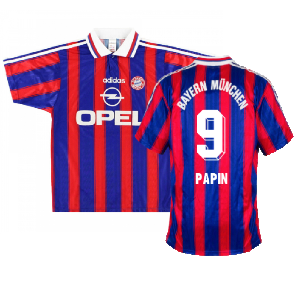 '95-'97 Bayern Munich Home Shirt (Boys 26/28 7-8Y) (Excellent) (Papin 9) Kids Polyester Made By: Adidas Unisex Kids Red Size 7-8