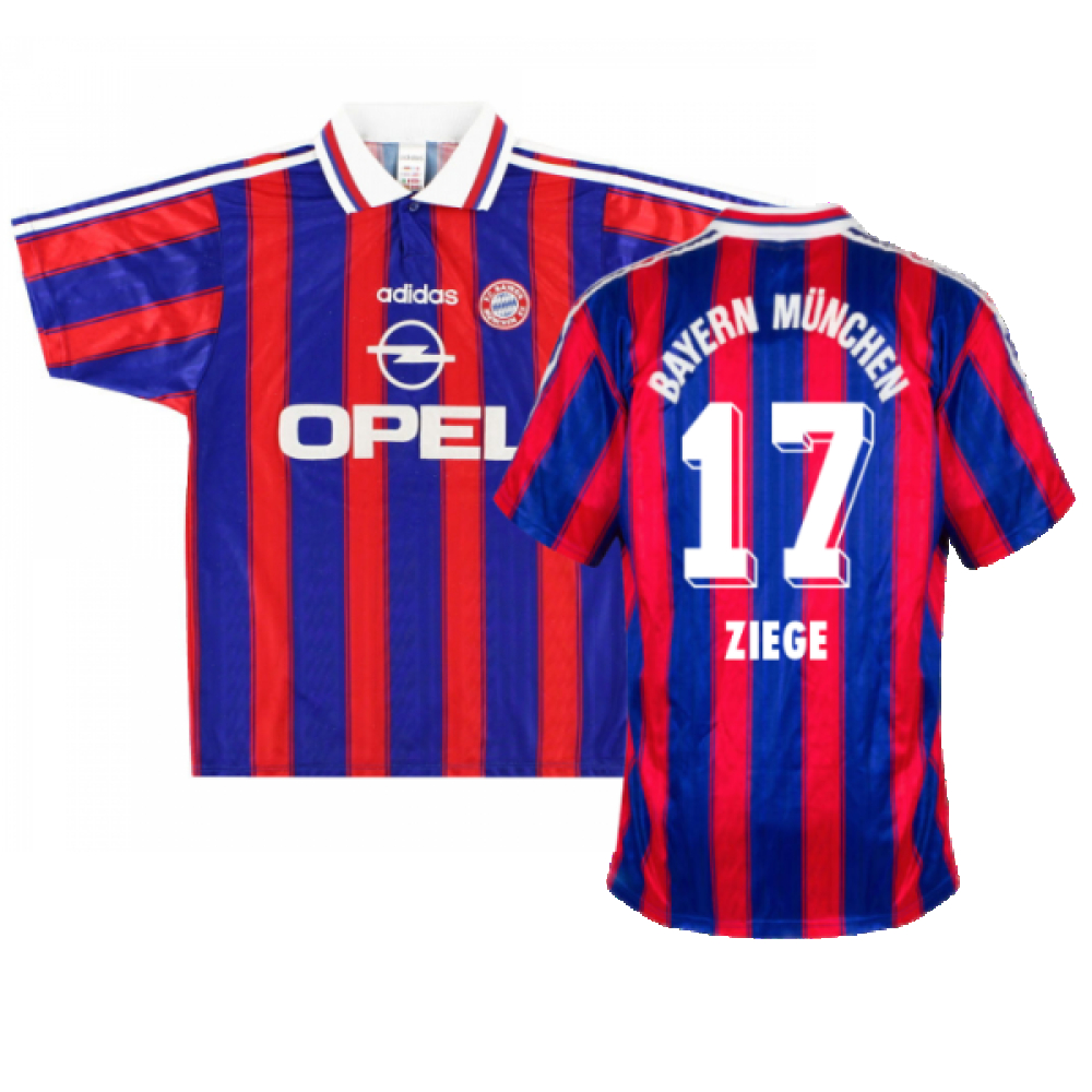 '95-'97 Bayern Munich Home Shirt (Boys 26/28 7-8Y) (Excellent) (Ziege 17) Kids Polyester Made By: Adidas Unisex Kids Red Size 7-8