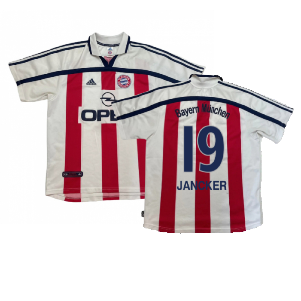 '00-'02 Bayern Munich Away Shirt (S) (Very Good) (Jancker 19) Polyester Giovane Elber Made By: Adidas Men's Red/White Small