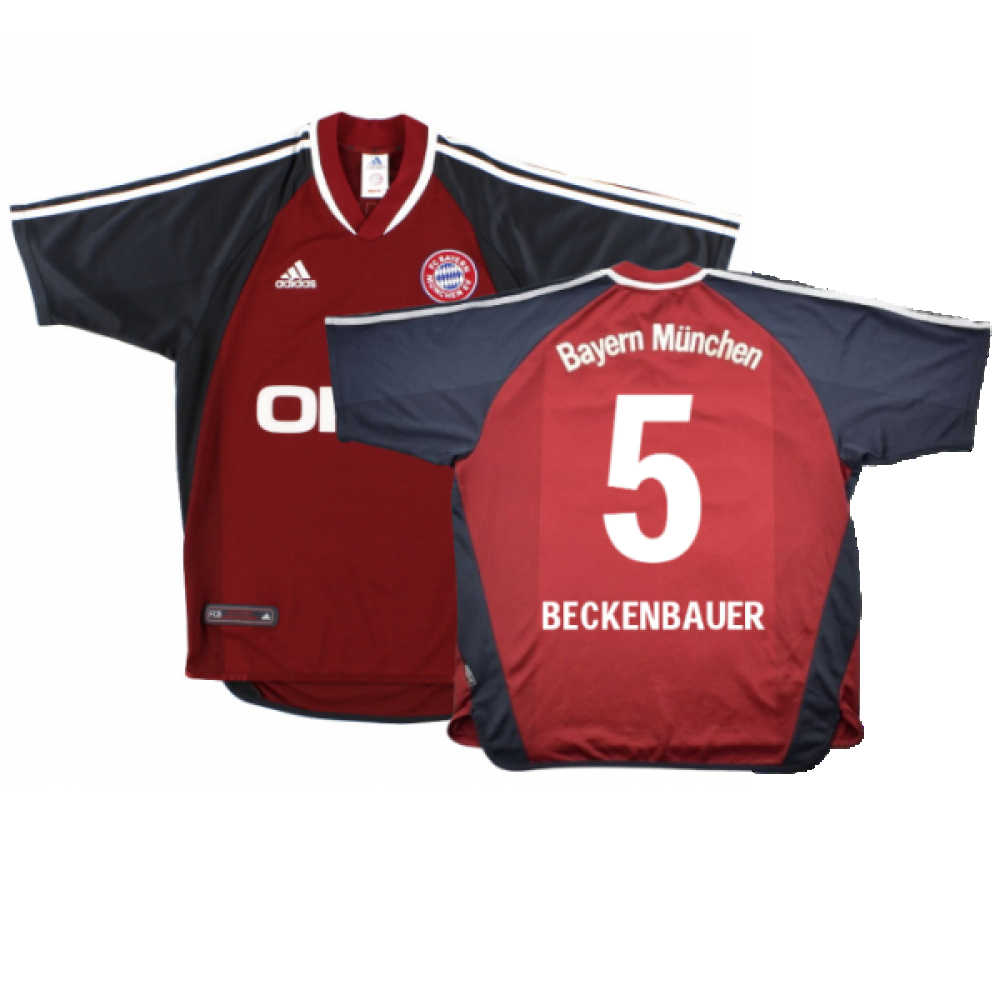'01-'02 Bayern Munich Home Shirt (S) (Very Good) (Beckenbauer 5) Polyester Made By: Adidas Men's Red Small