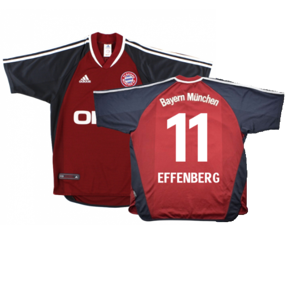 '01-'02 Bayern Munich Home Shirt (S) (Very Good) (Effenberg 11) Polyester Made By: Adidas Men's Red Small