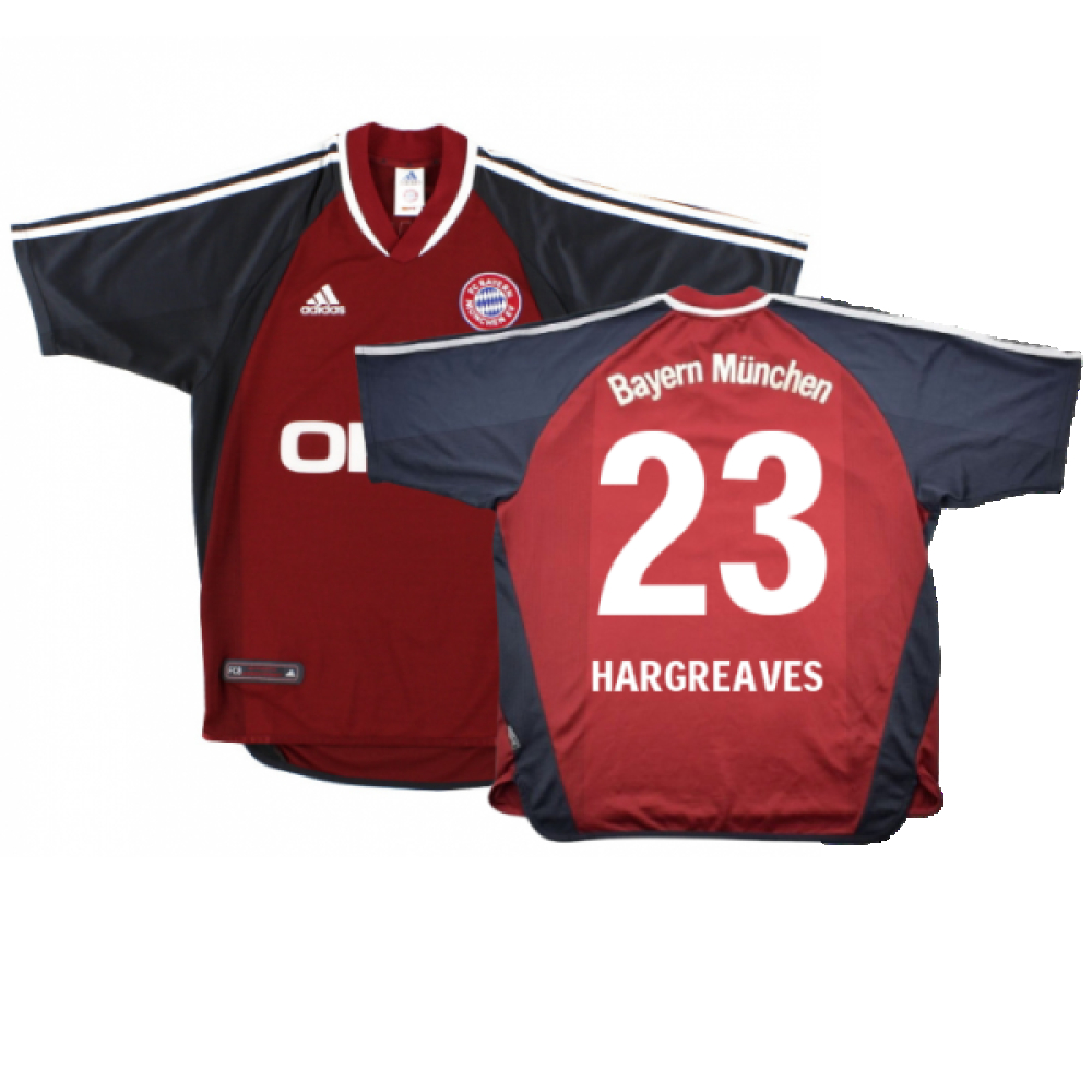 '01-'02 Bayern Munich Home Shirt (S) (Very Good) (Hargreaves 23) Polyester Made By: Adidas Men's Red Small