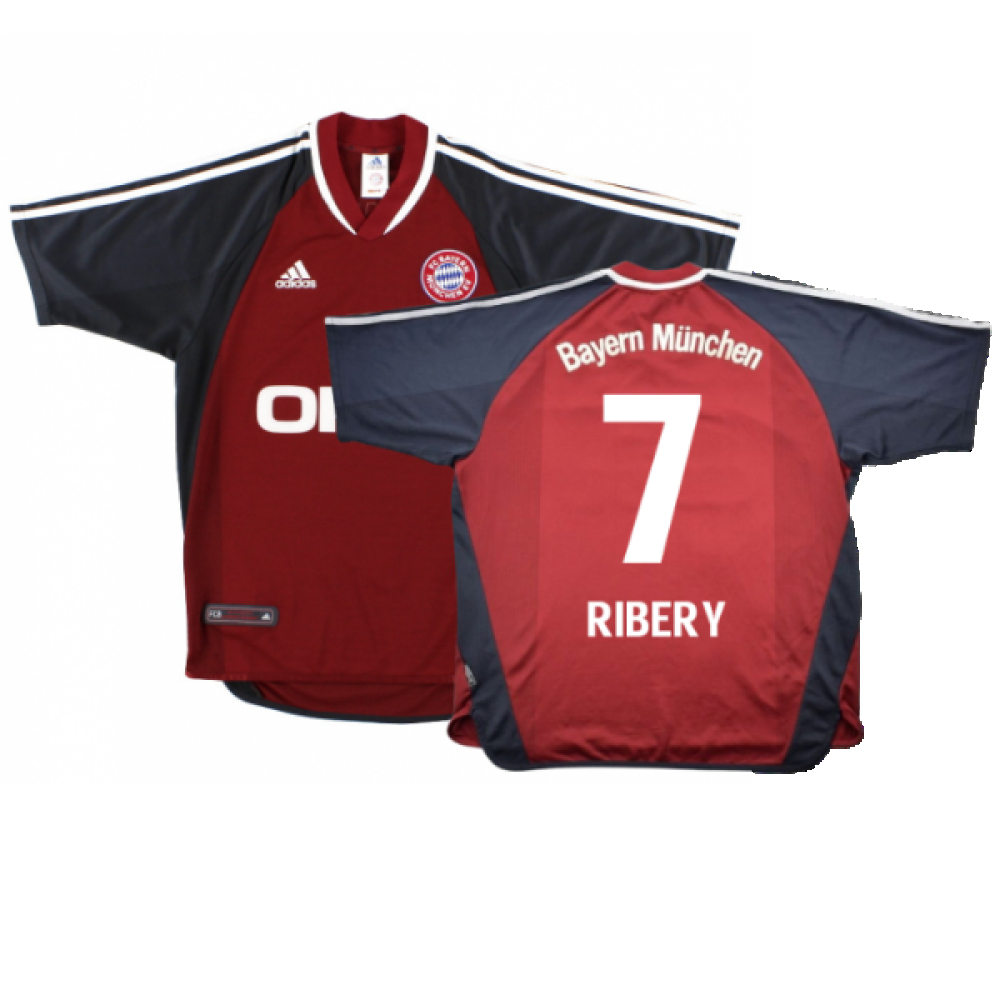 '01-'02 Bayern Munich Home Shirt (S) (Very Good) (Ribery 7) Polyester Made By: Adidas Men's Red Small