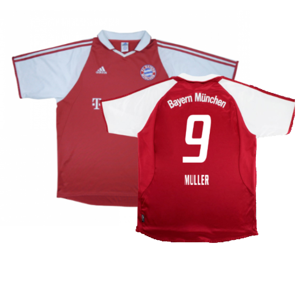 '03-'04 Bayern Munich Home Shirt ) Makaay #10 (Very Good) (Muller 9) Polyester Made By: Adidas Men's Red Xxl
