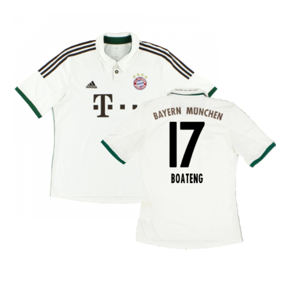 '13-'14 Bayern Munich Away Shirt (S) (Excellent) (Boateng 17) Polyester Made By: Adidas Men's White Small
