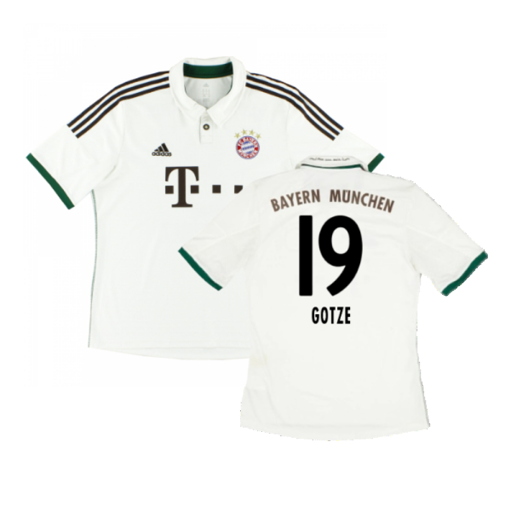'13-'14 Bayern Munich Away Shirt (S) (Excellent) (Gotze 19) Polyester Made By: Adidas Men's White Small