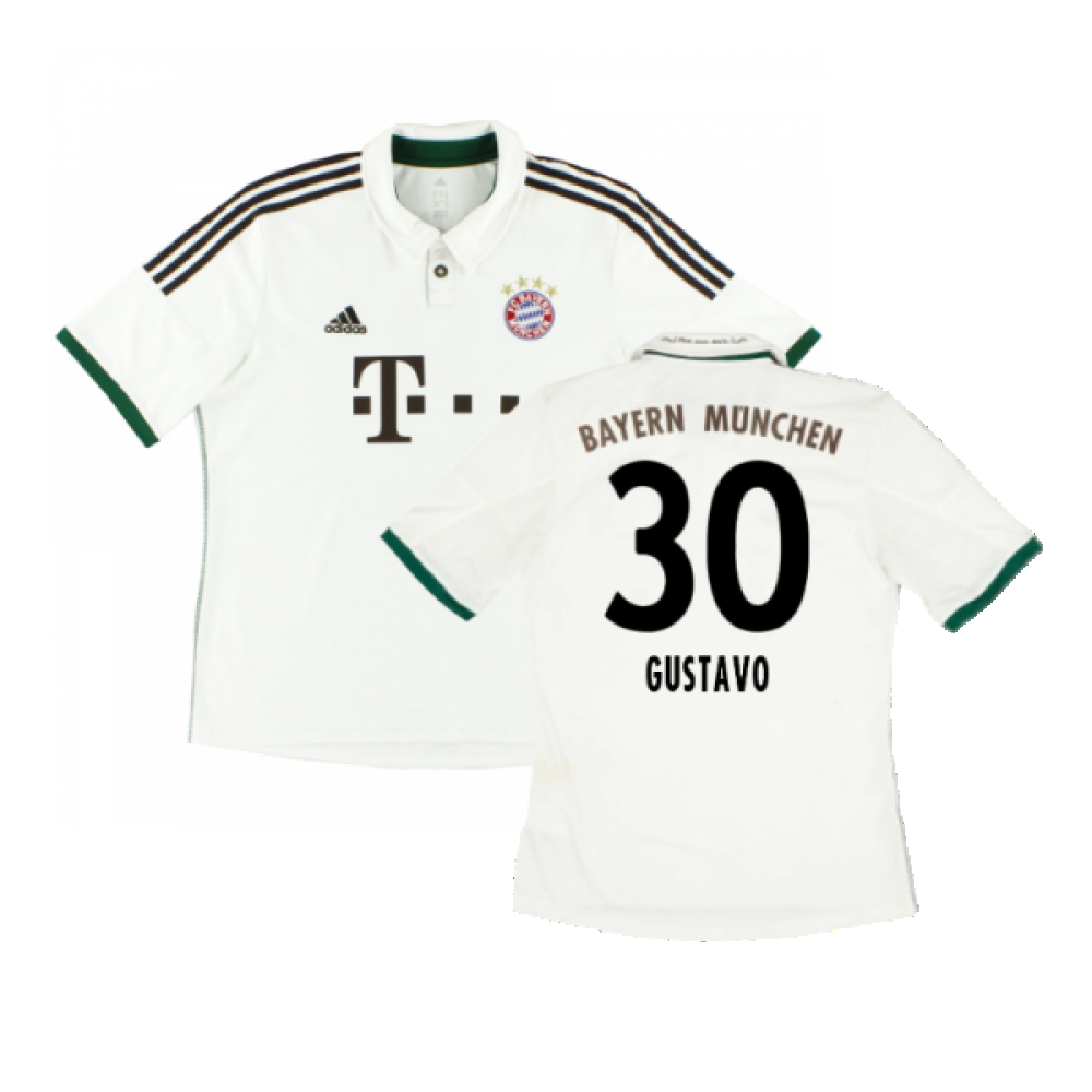 '13-'14 Bayern Munich Away Shirt (S) (Excellent) (Gustavo 30) Polyester Made By: Adidas Men's White Small