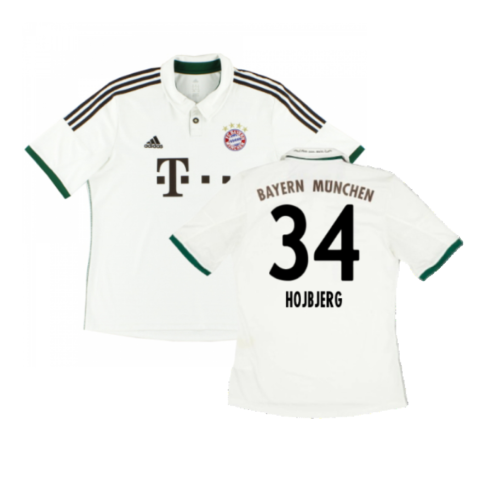 '13-'14 Bayern Munich Away Shirt (S) (Excellent) (Hojbjerg 34) Polyester Made By: Adidas Men's White Small