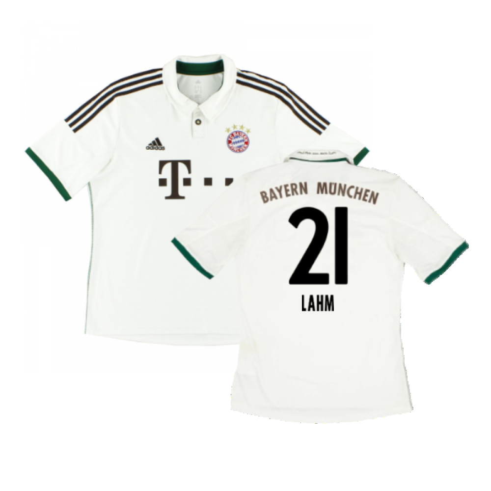 '13-'14 Bayern Munich Away Shirt (S) (Excellent) (Lahm 21) Polyester Made By: Adidas Men's White Small