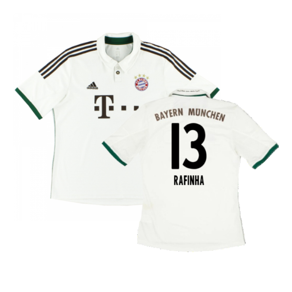 '13-'14 Bayern Munich Away Shirt (S) (Excellent) (Rafinha 13) Polyester Made By: Adidas Men's White Small