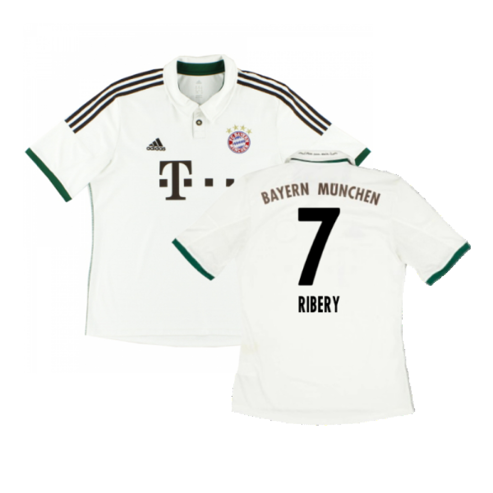 '13-'14 Bayern Munich Away Shirt (S) (Excellent) (Ribery 7) Polyester Made By: Adidas Men's White Small