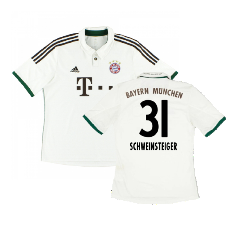 '13-'14 Bayern Munich Away Shirt (S) (Excellent) (Schweinsteiger 31) Polyester Made By: Adidas Men's White Small