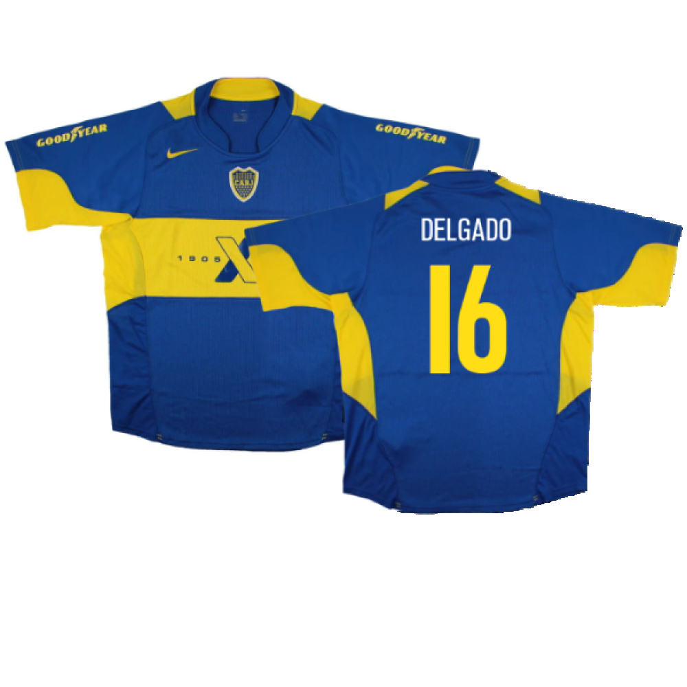 '05-'06 Boca Juniors Home Shirt (L) (Excellent) (Delgado 16) Polyester Made By: Nike Men's Blue Large