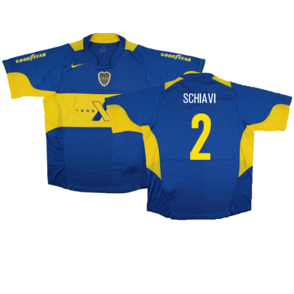 '05-'06 Boca Juniors Home Shirt (L) (Excellent) (Schiavi 2) Polyester Made By: Nike Men's Blue Large
