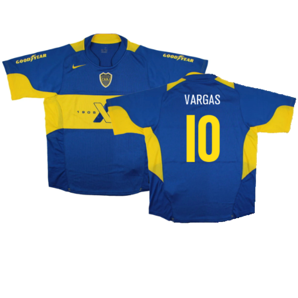 '05-'06 Boca Juniors Home Shirt (L) (Excellent) (Vargas 10) Polyester Made By: Nike Men's Blue Large