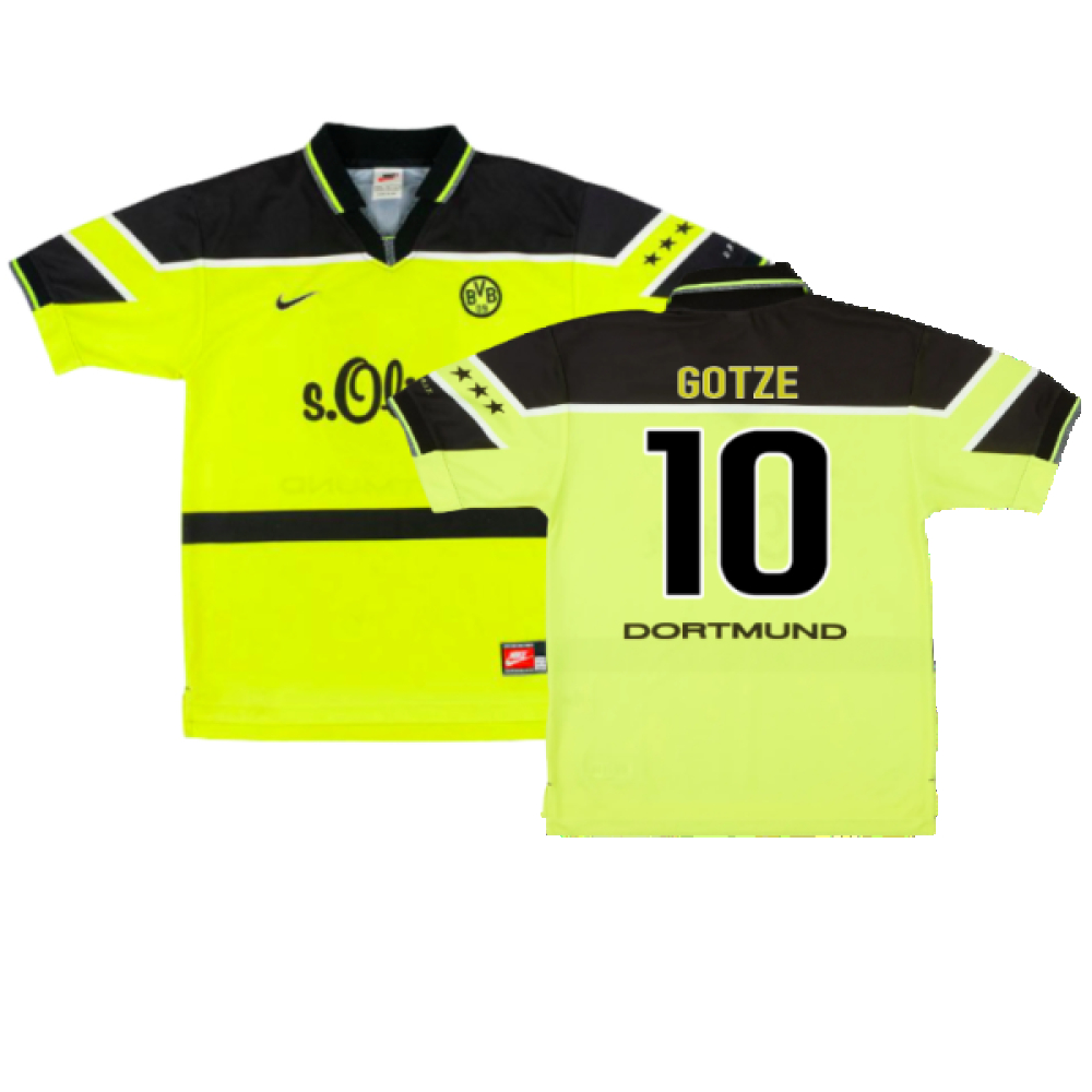 '97-'98 Borussia Dortmund Home Shirt ) (Very Good) (Gotze 10) Polyester Made By: Nike Men's Yellow Xxl