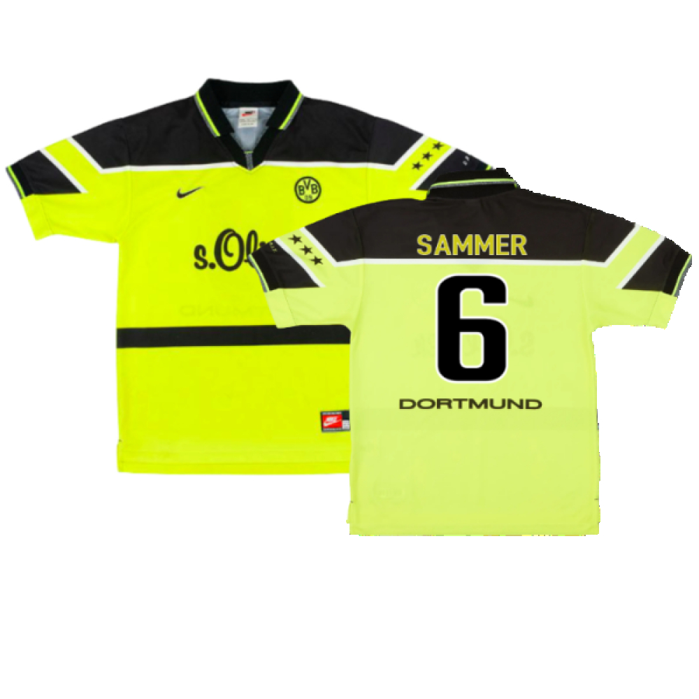 '97-'98 Borussia Dortmund Home Shirt ) (Very Good) (Sammer 6) Polyester Made By: Nike Men's Yellow Xxl