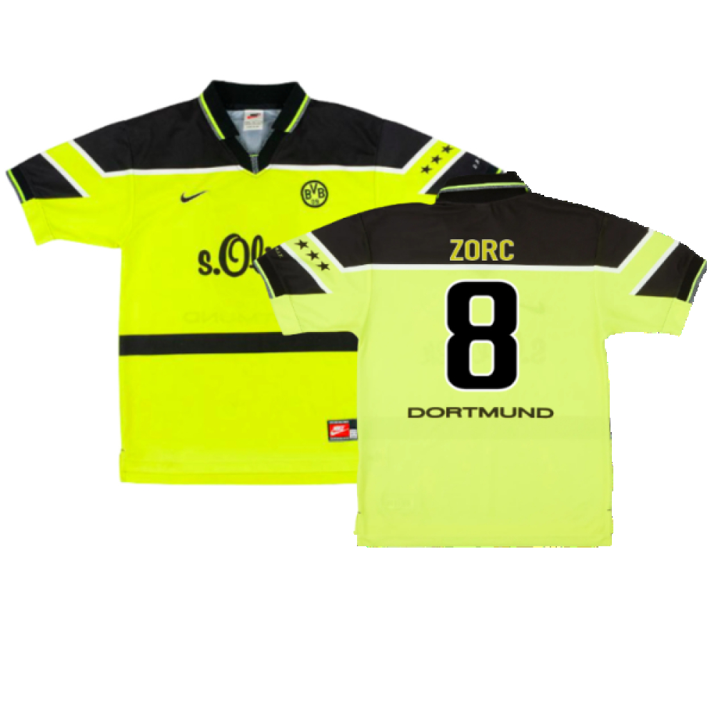 '97-'98 Borussia Dortmund Home Shirt ) (Very Good) (Zorc 8) Polyester Made By: Nike Men's Yellow Xxl