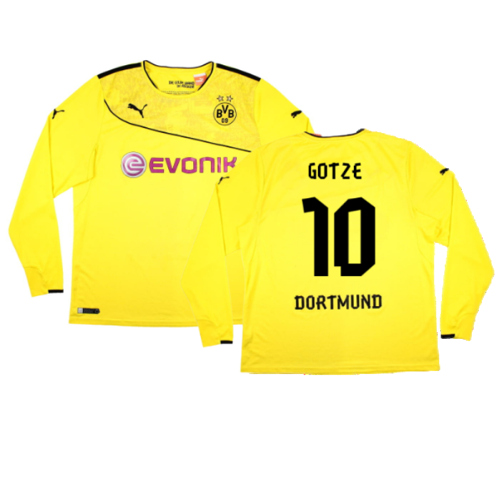'13-'14 Borussia Dortmund Special Winter Edition Long Sleeve Home Shirt ) (Very Good) (Gotze 10) Polyester Made By: Puma Men's Yellow Xxl